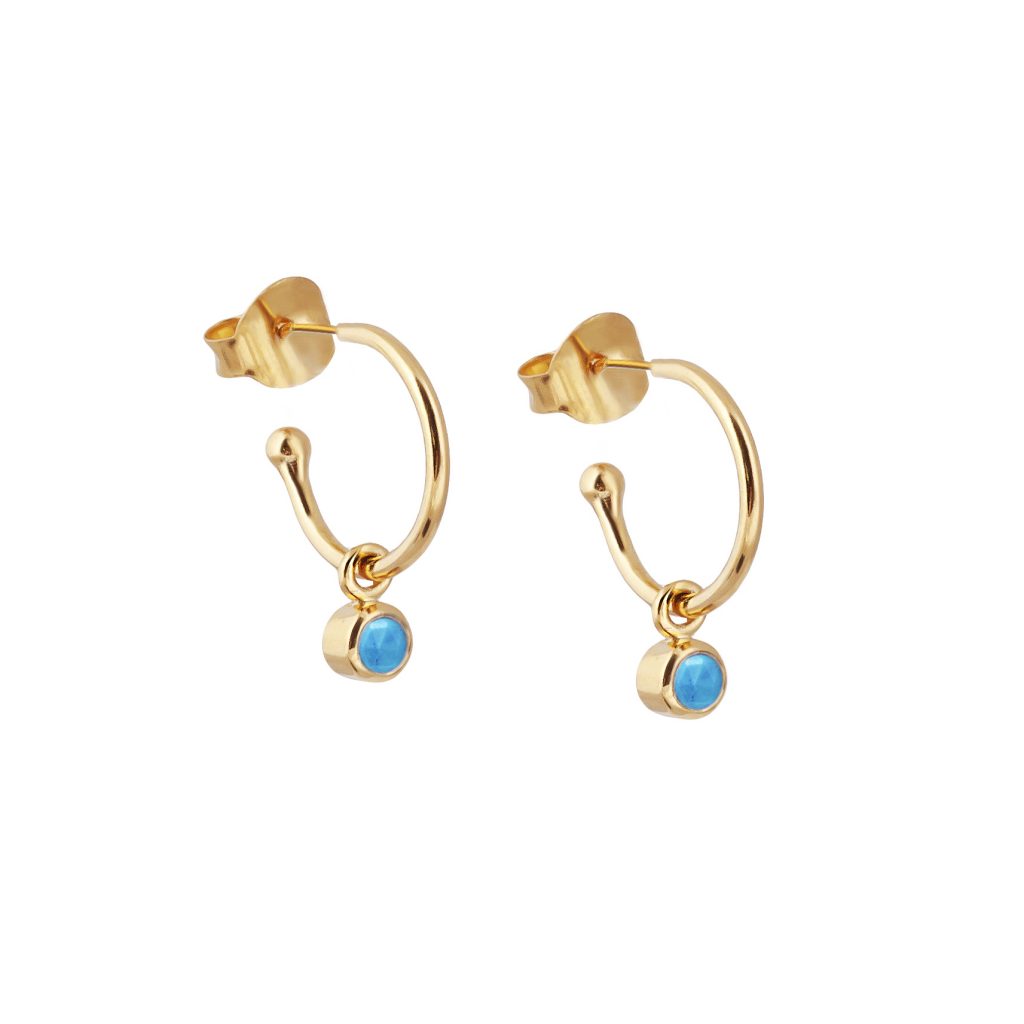 December Birthstone Turquoise Gold Earrings Flutterby Jewellery