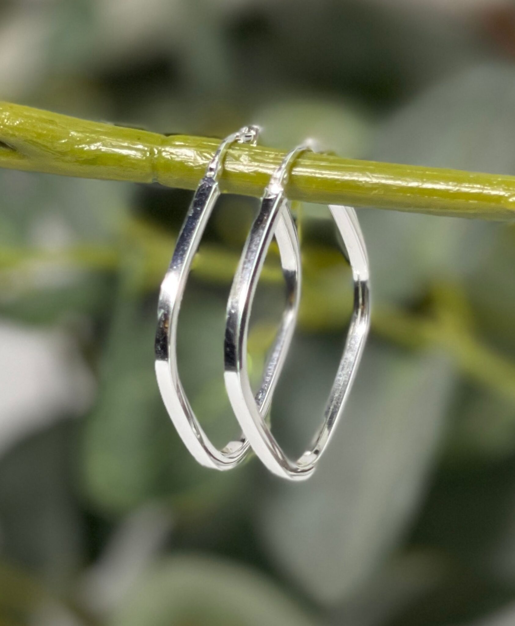 Silver Square Hoop Earrings Flutterby Jewellery