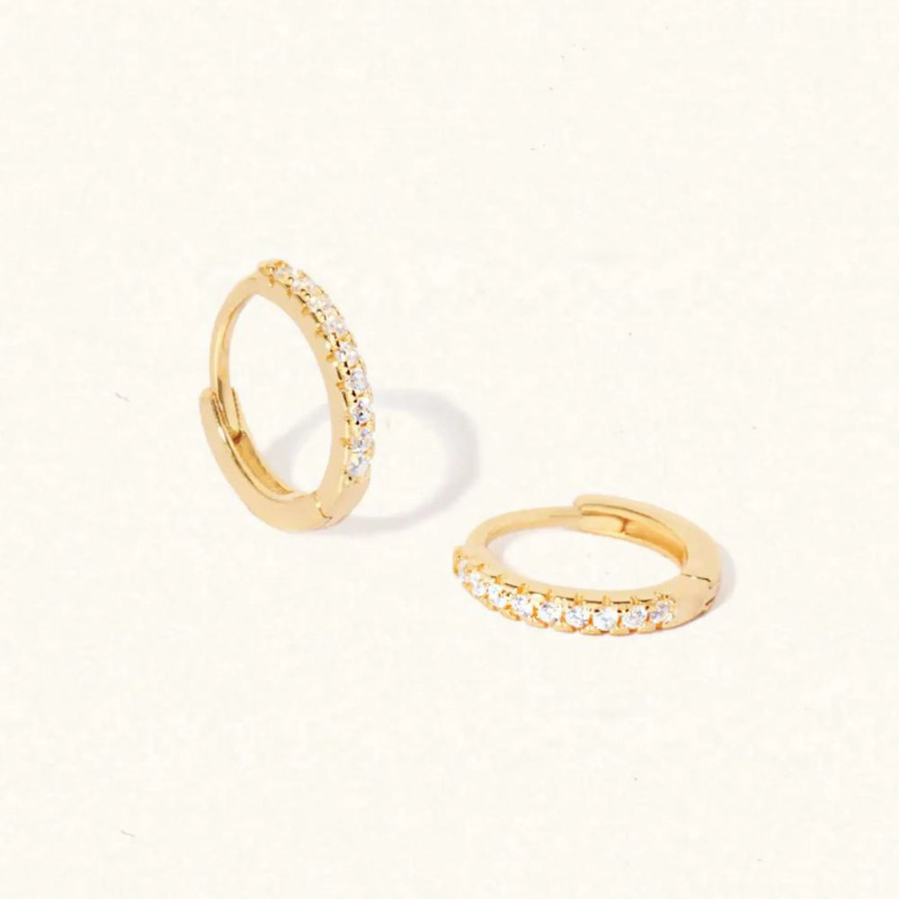 April white topaz birthstone huggies