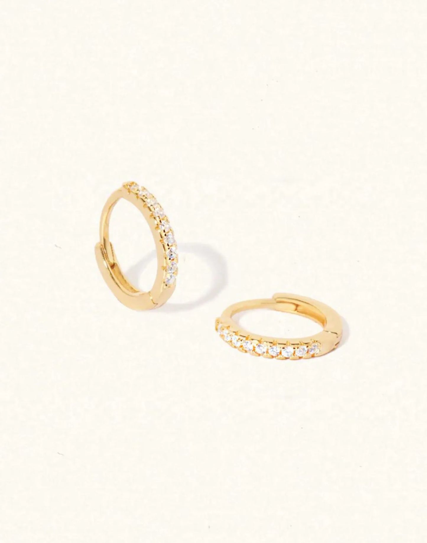 April white topaz birthstone huggies