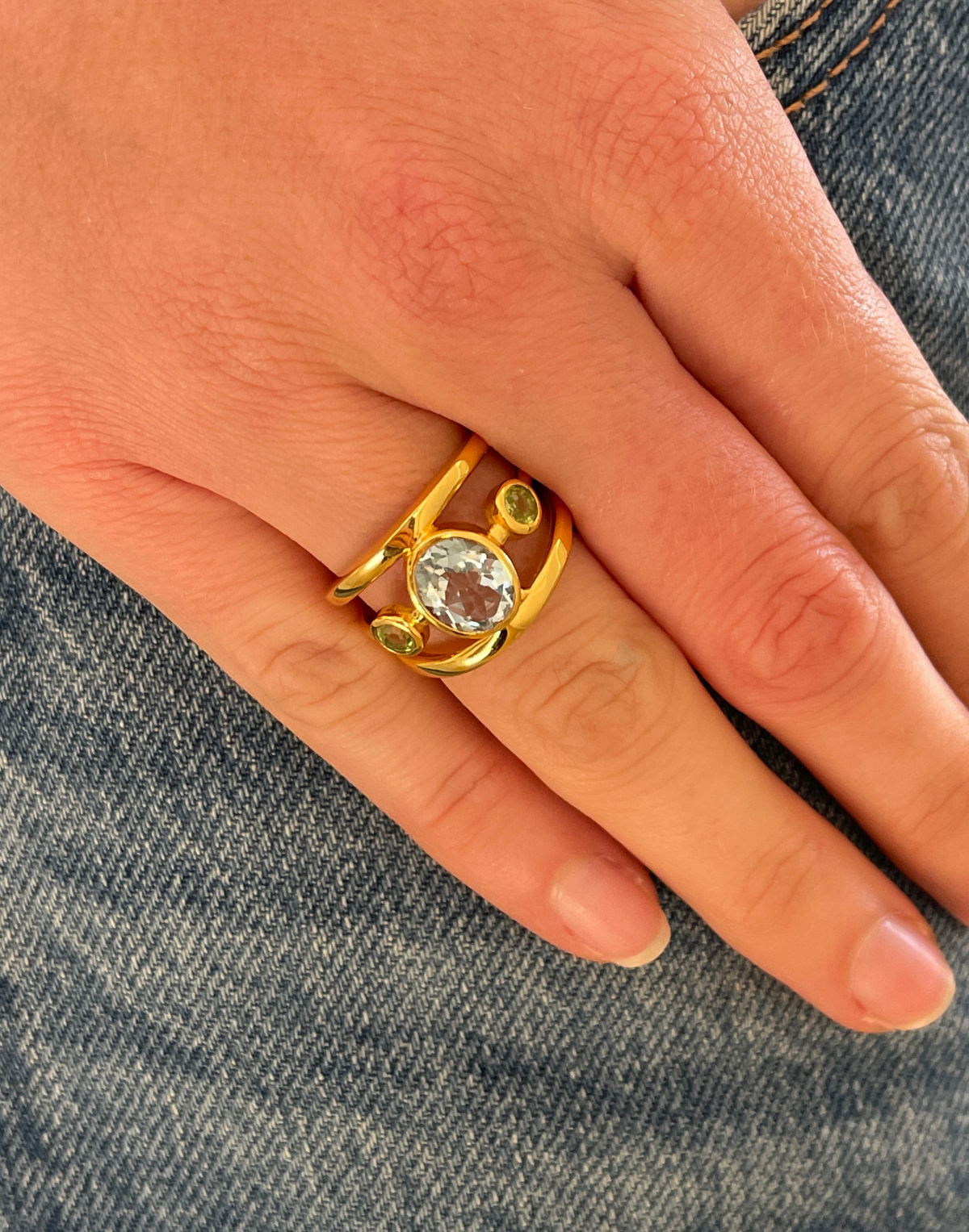 Blue Topaz and Peridot Ring