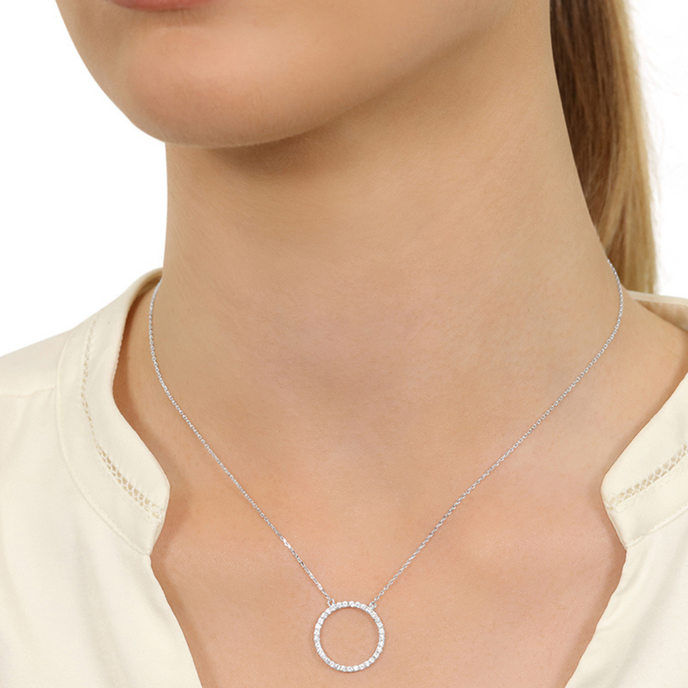 circle of life cubic zirconia silver necklace