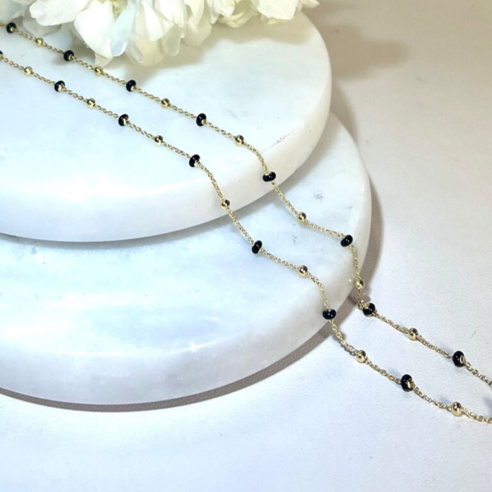 gold black enamel necklace