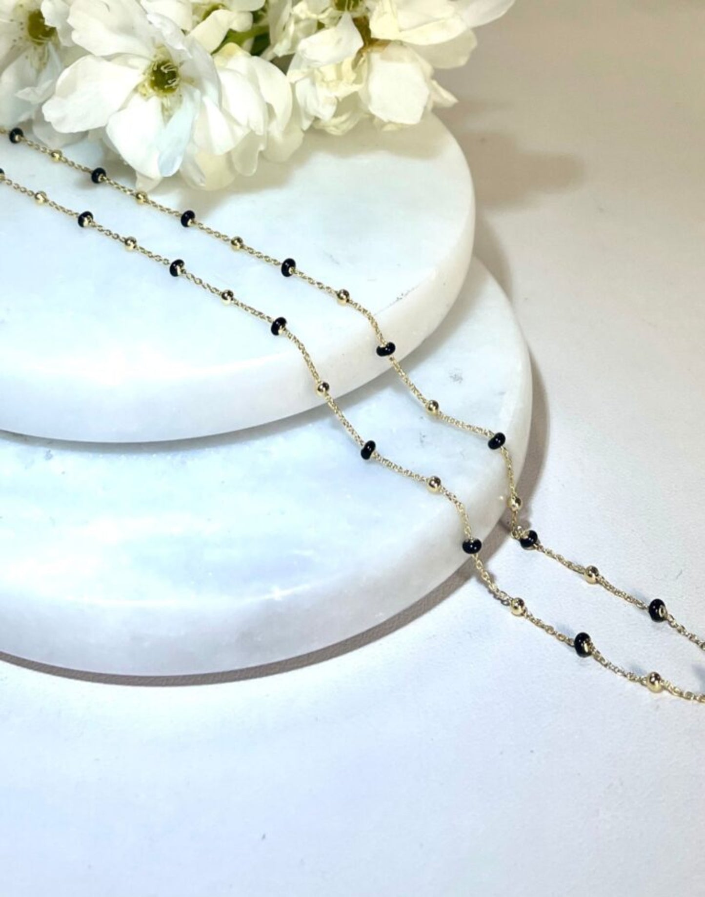 gold black enamel necklace