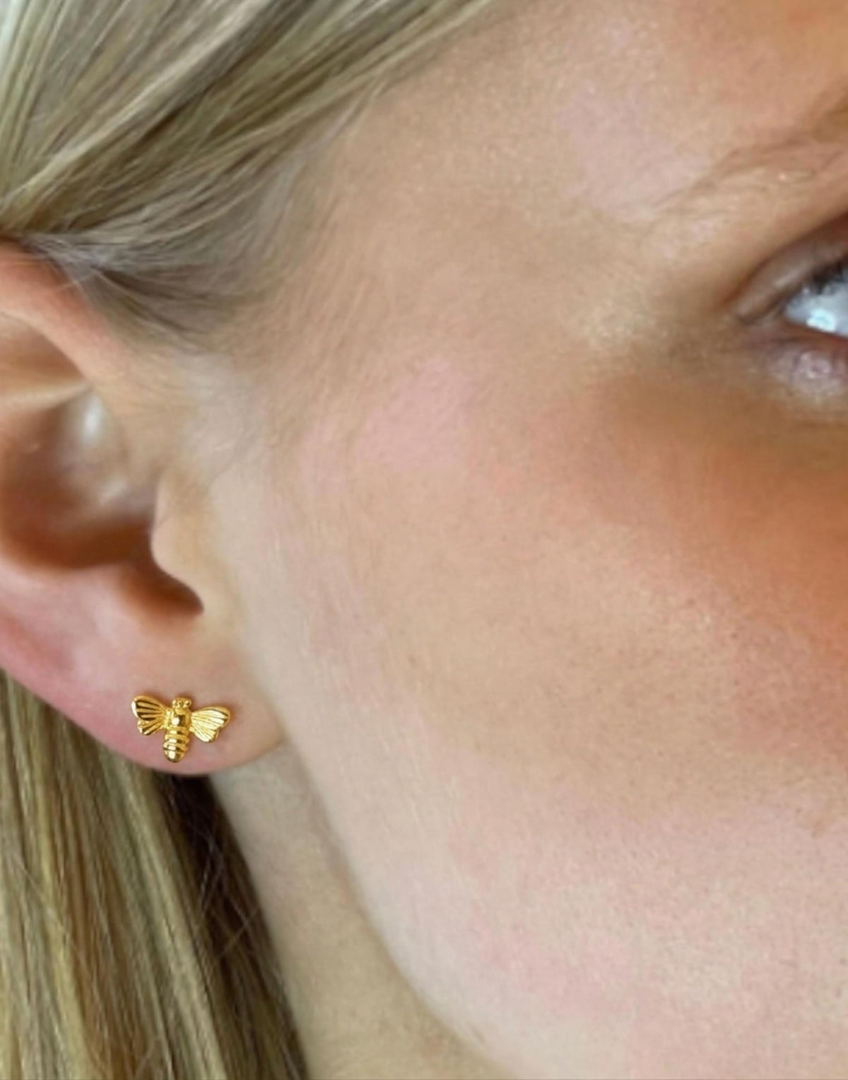 Gold bee stud earrings