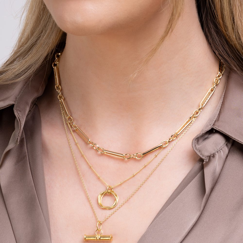 Gold layering necklace set
