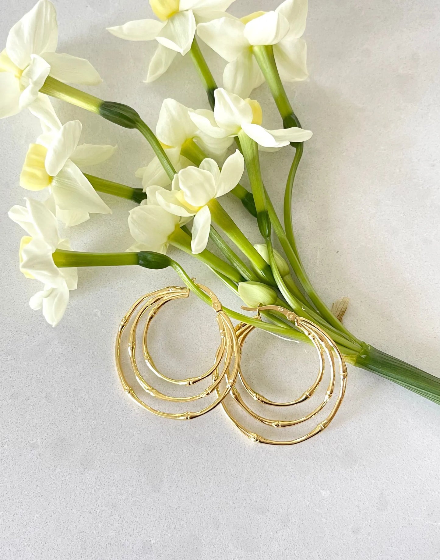 Gold Multi Ring Hoops with flowers