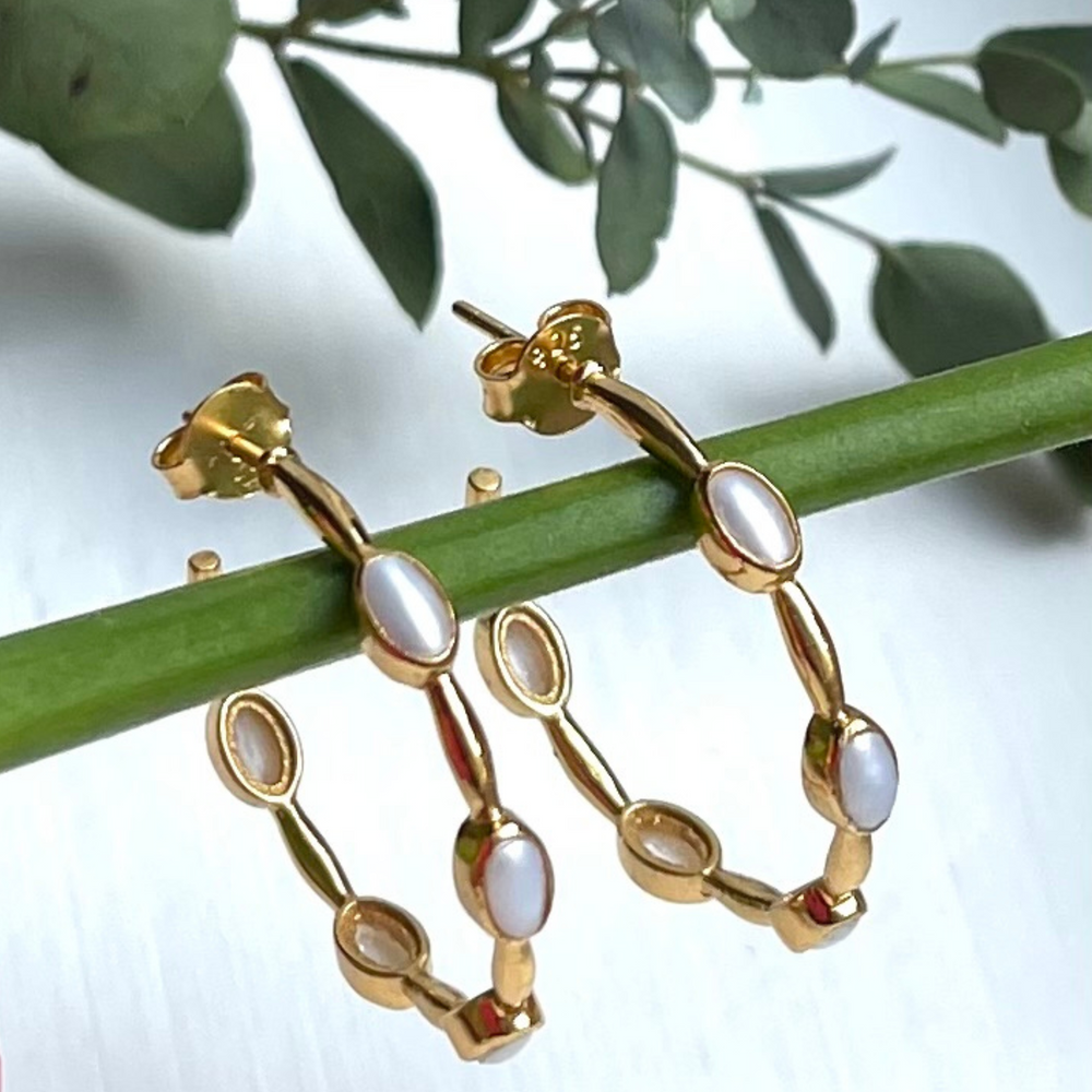gold pearl hoops