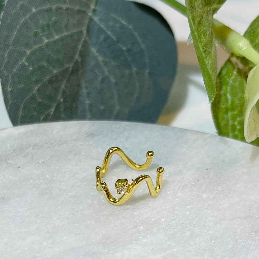 Gold Wave CZ ear cuff