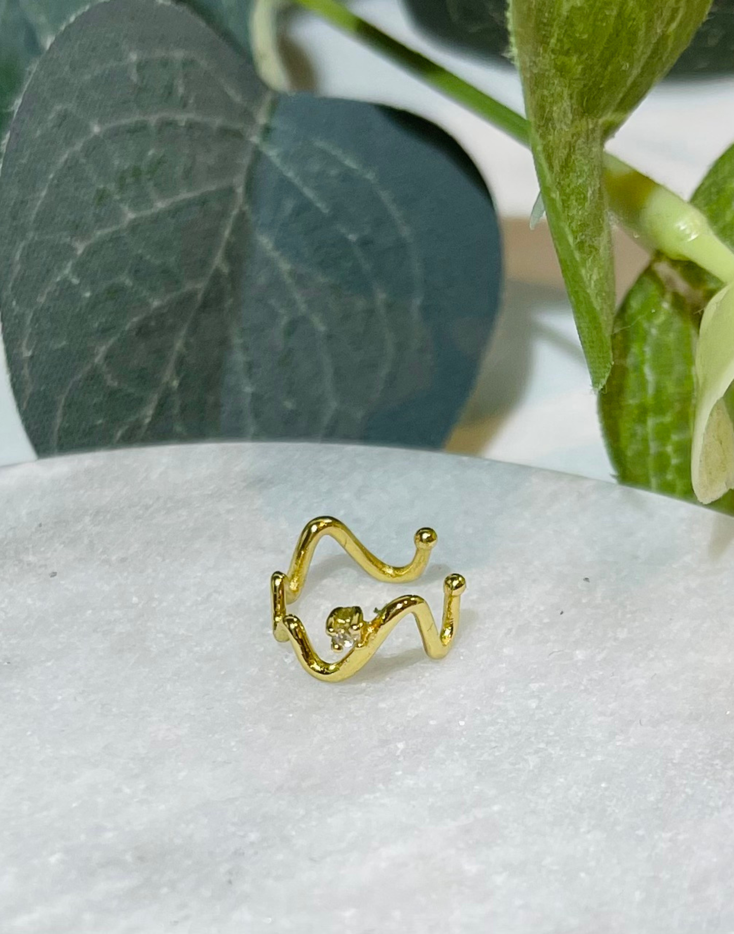 Gold Wave CZ ear cuff