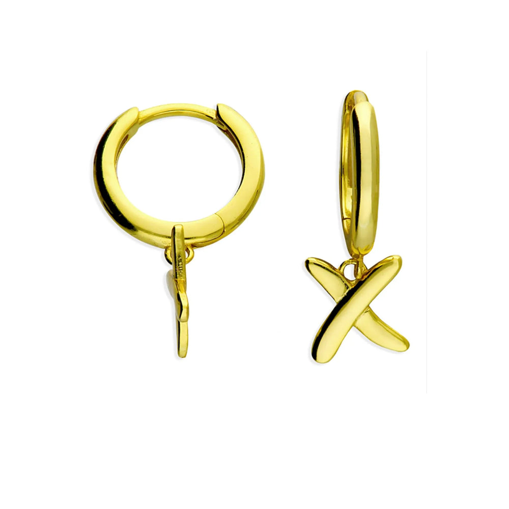 gold kiss huggie earrings