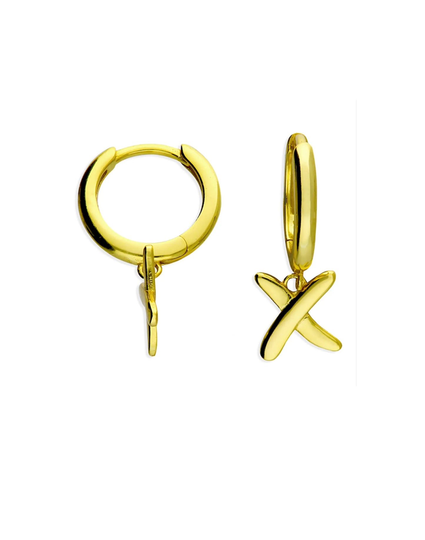 gold kiss huggie earrings
