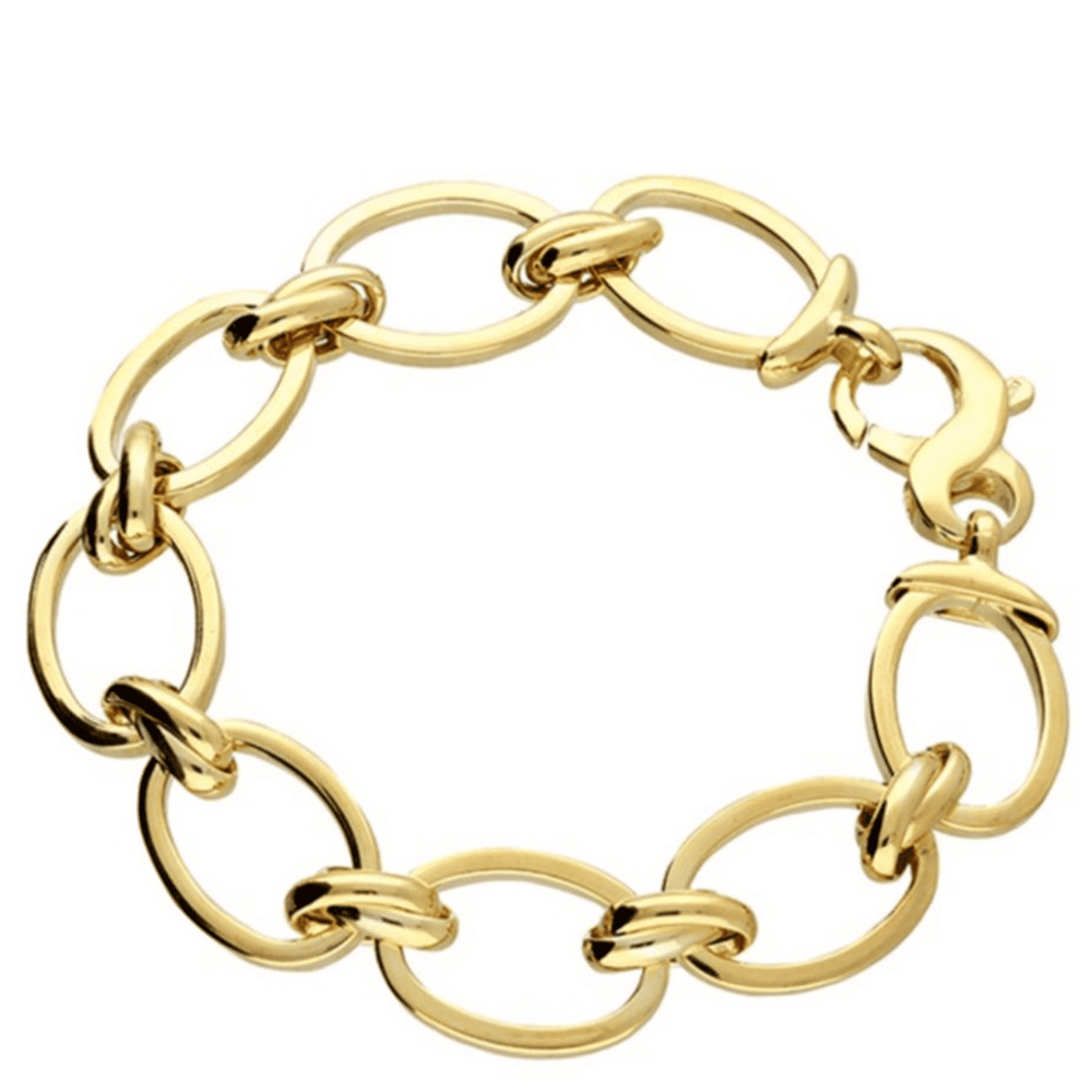 Lulu gold link bracelet on a white background