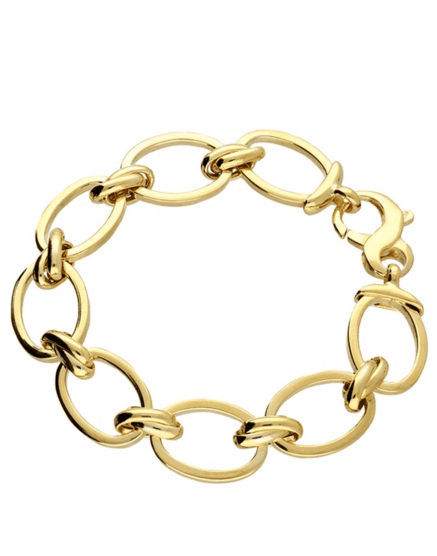 Lulu gold link bracelet on a white background