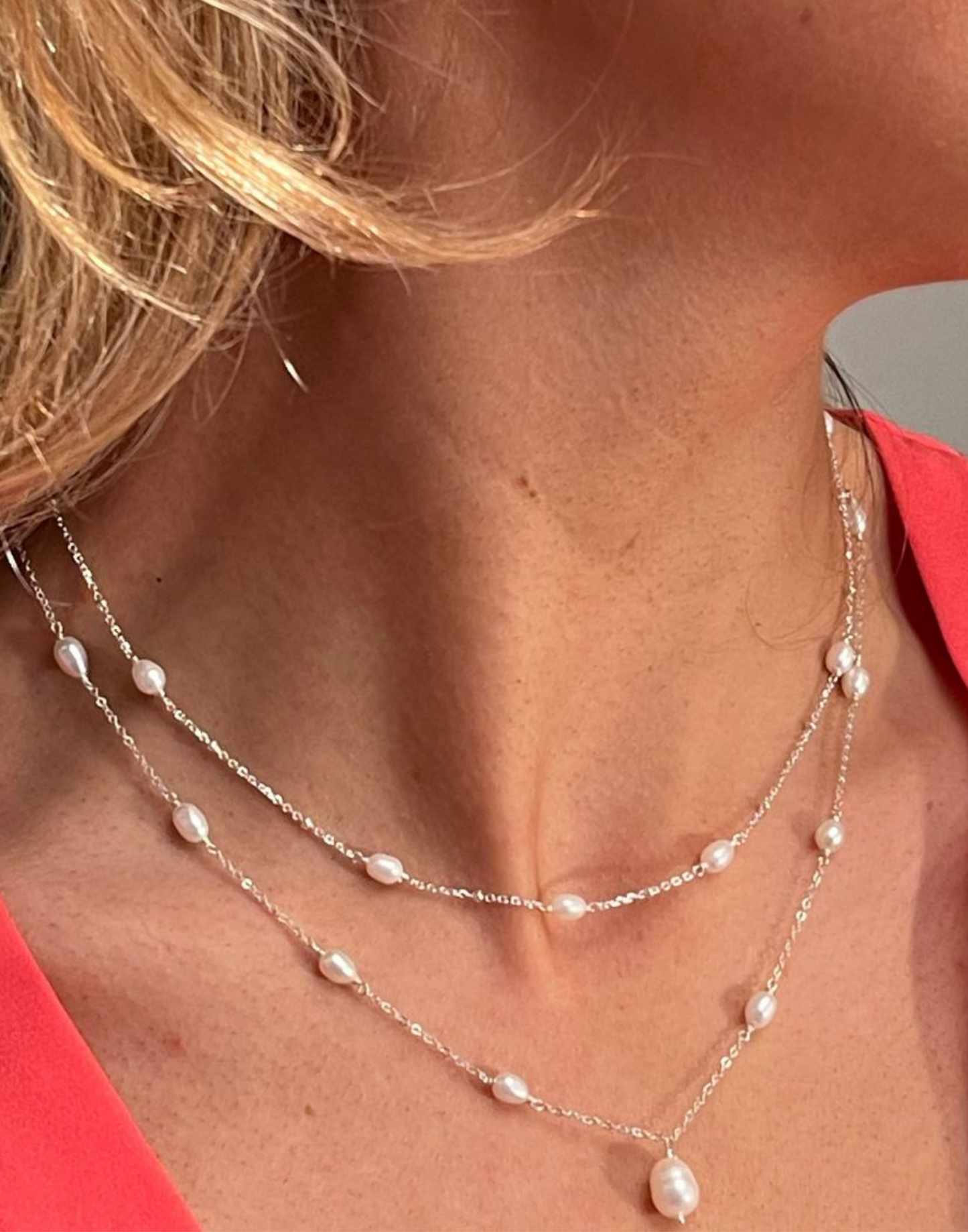 Helena Pearl Necklace set - silver