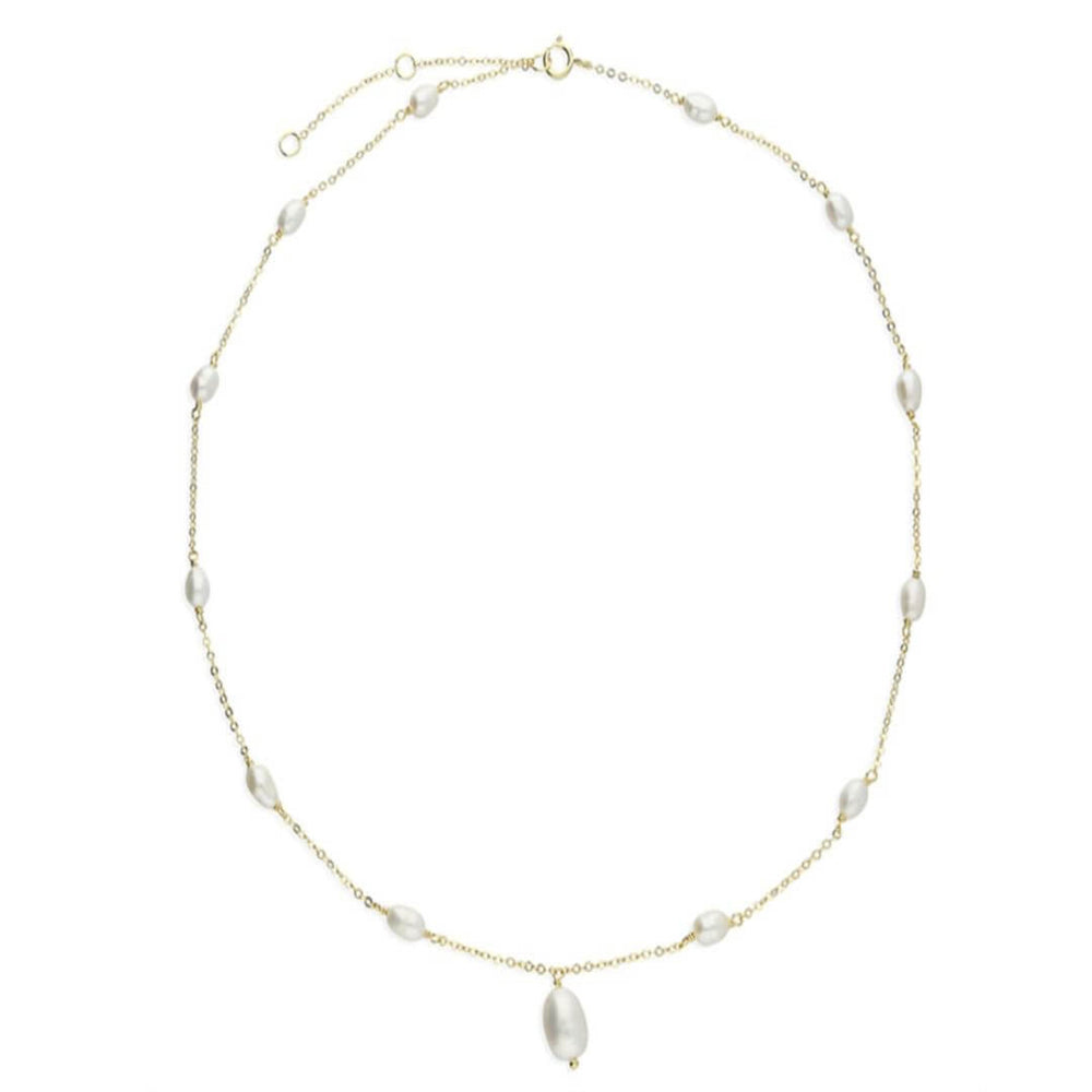 
                  
                    Helena gold and pearl drop necklace
                  
                