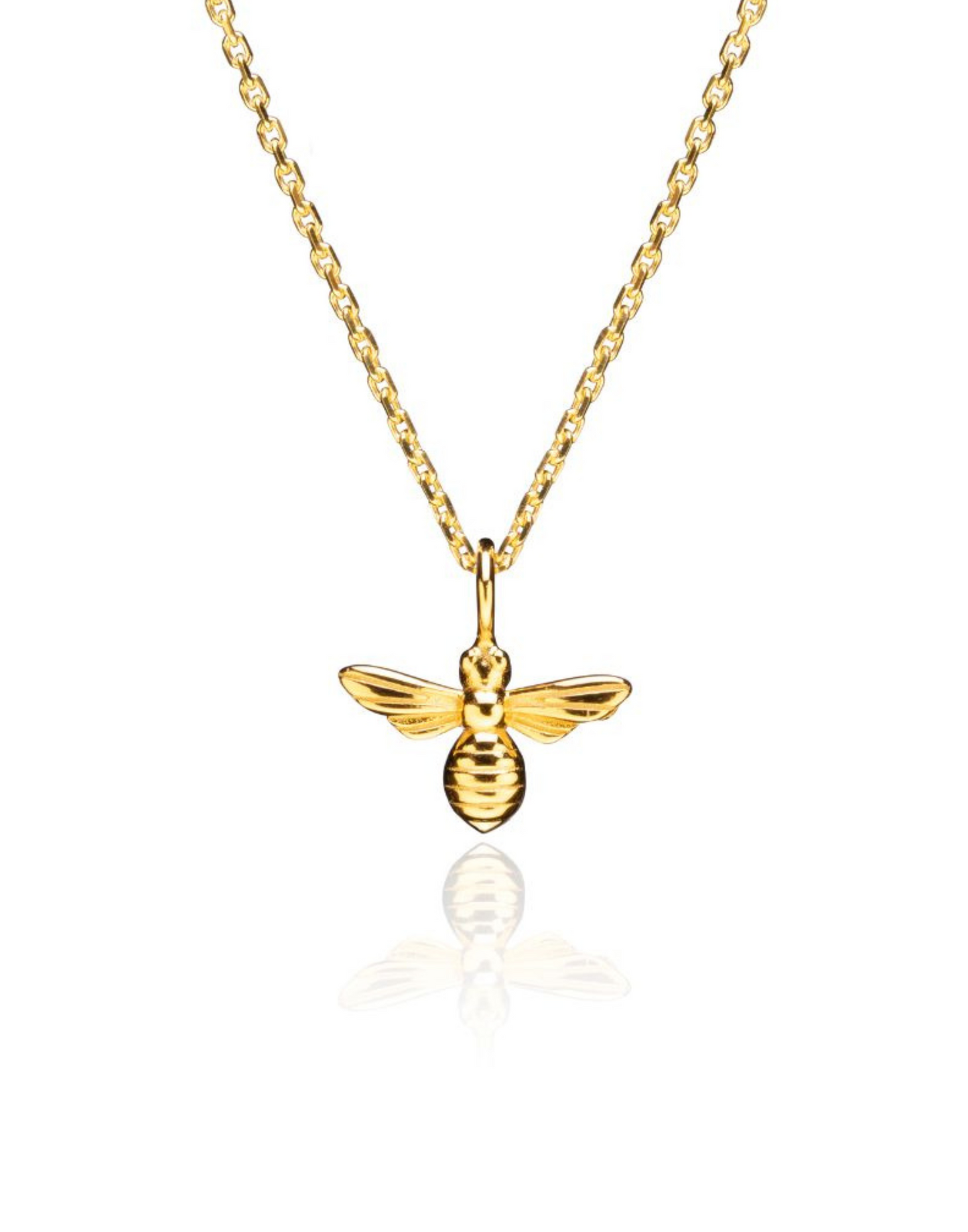 Honey Bee Gold Pendant Necklace on white background