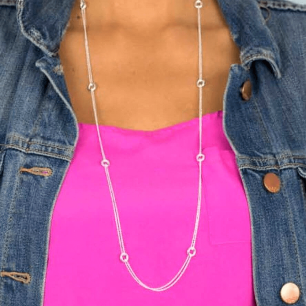 Silver long necklace