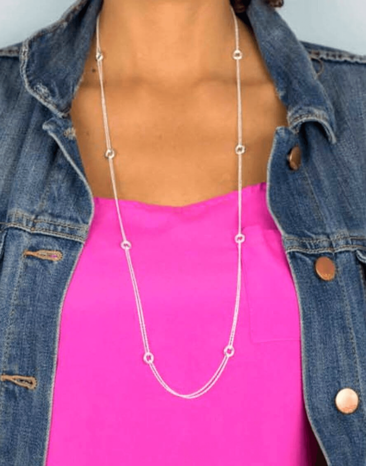 Silver long necklace