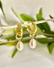 Kitty Gold Charm Huggie Earrings