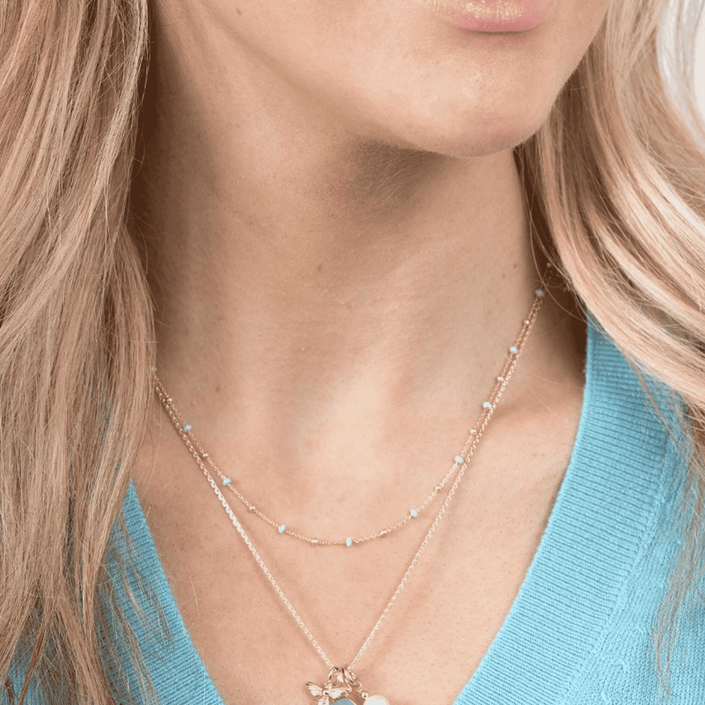 Kyla Aqua Chalcedony Necklace on model