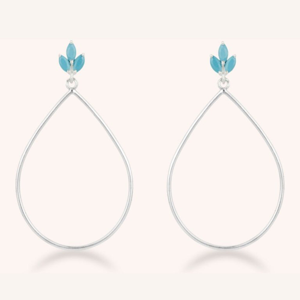 Lotus Flower Silver turquoise drop earrings