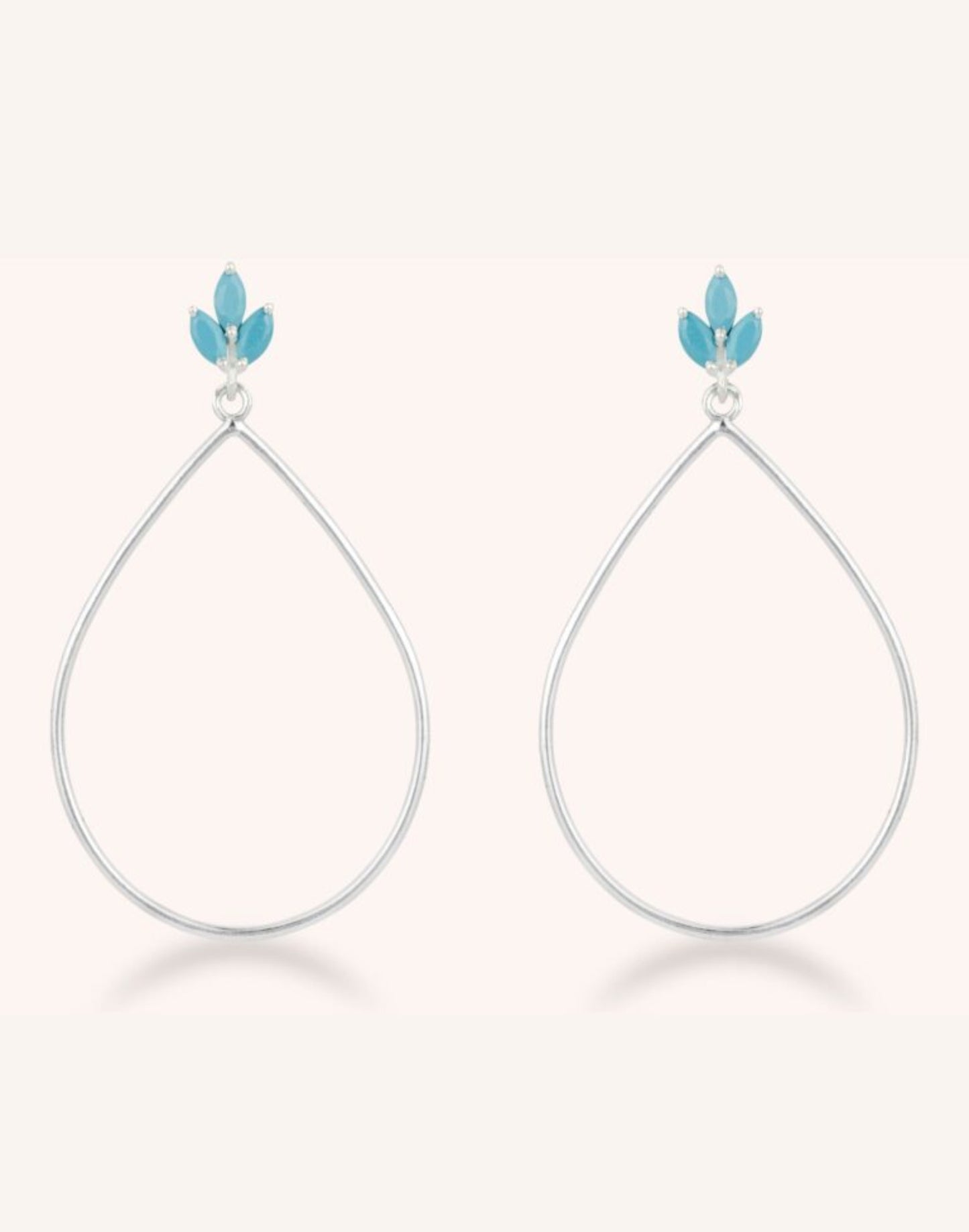 Lotus Flower Silver turquoise drop earrings
