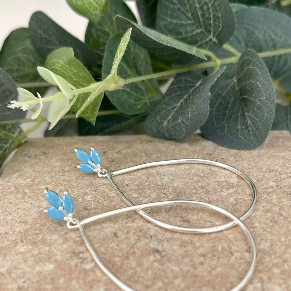 
                  
                    Lotus flower silver turquoise drop earrings with flower
                  
                