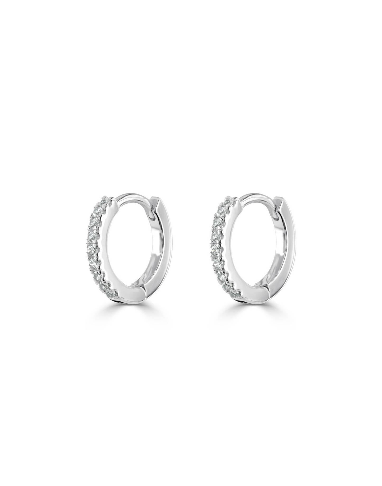 Maddie Cubic zirconia huggie earrings on white background