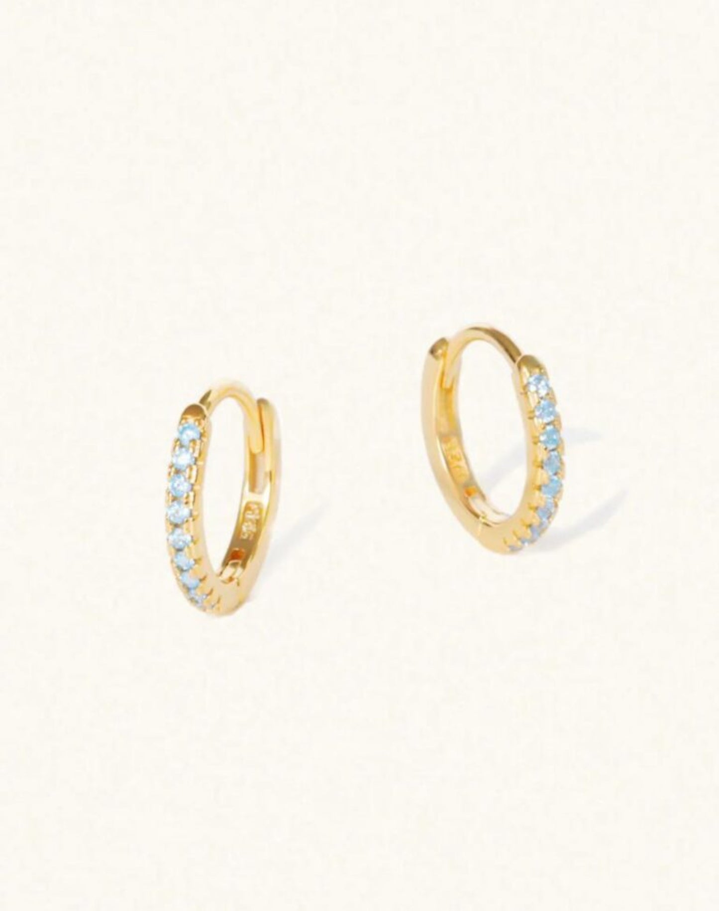 March gold birthstone huggie earrings