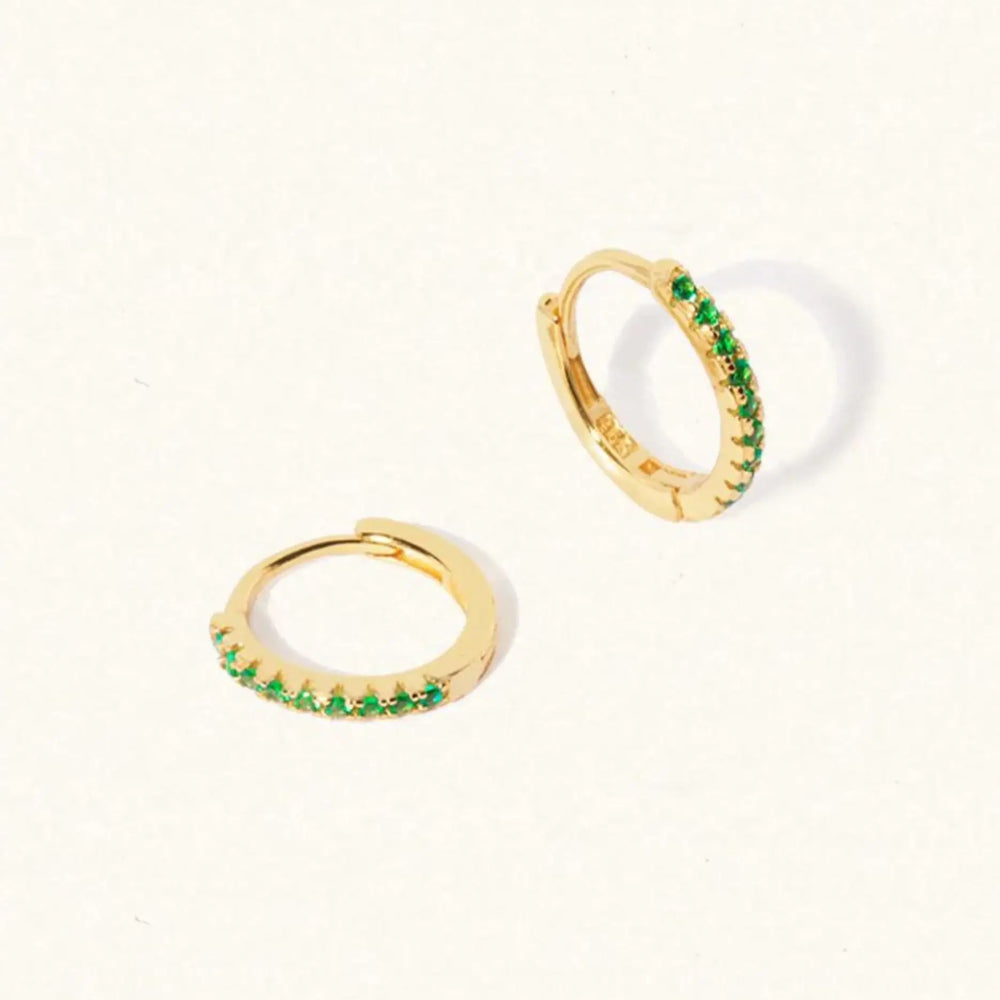 May Emerald Birthstone huggie earrings