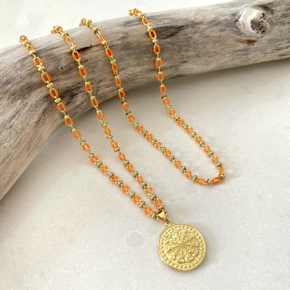 orange enamel necklaces