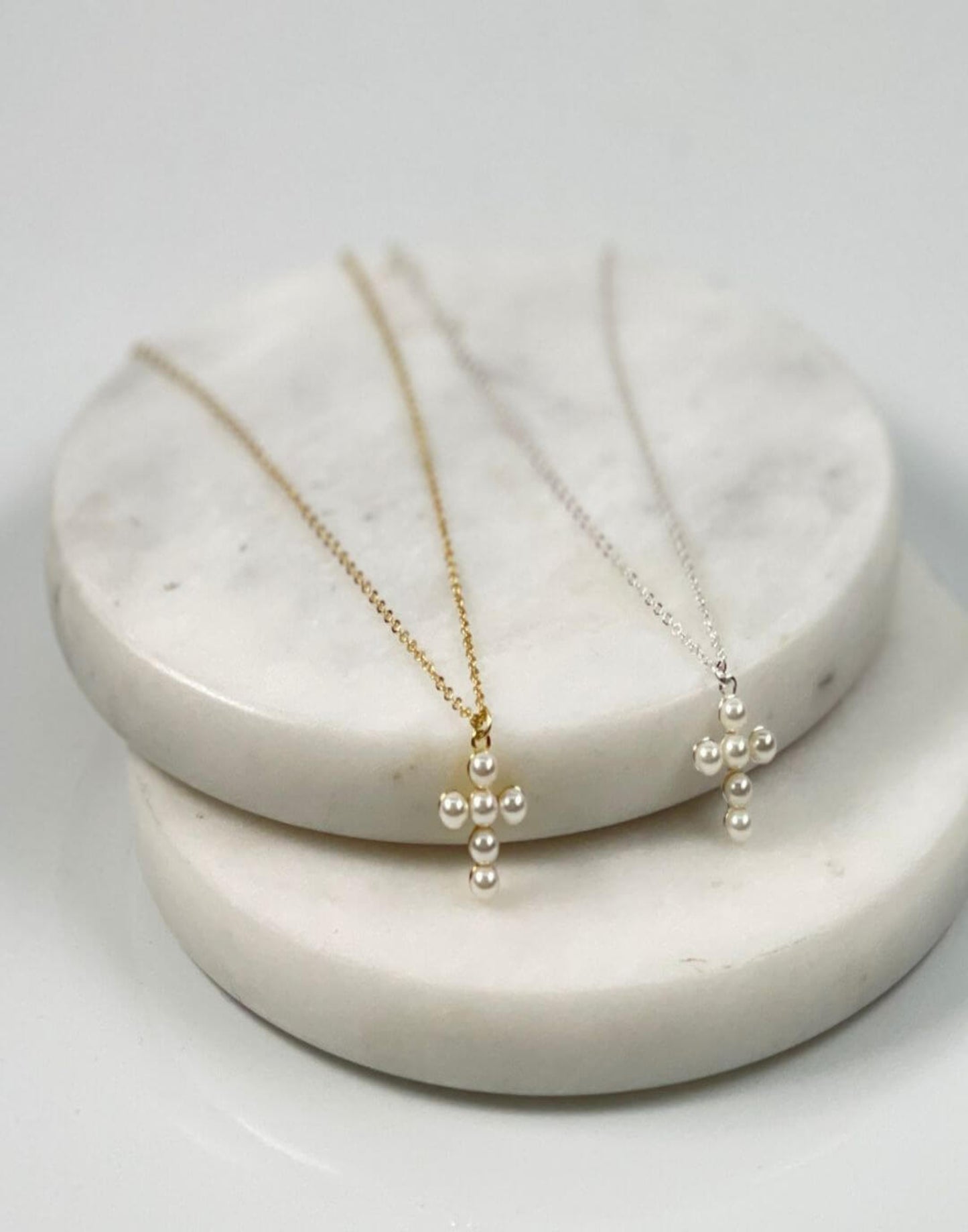 Shell pearl cross necklaces