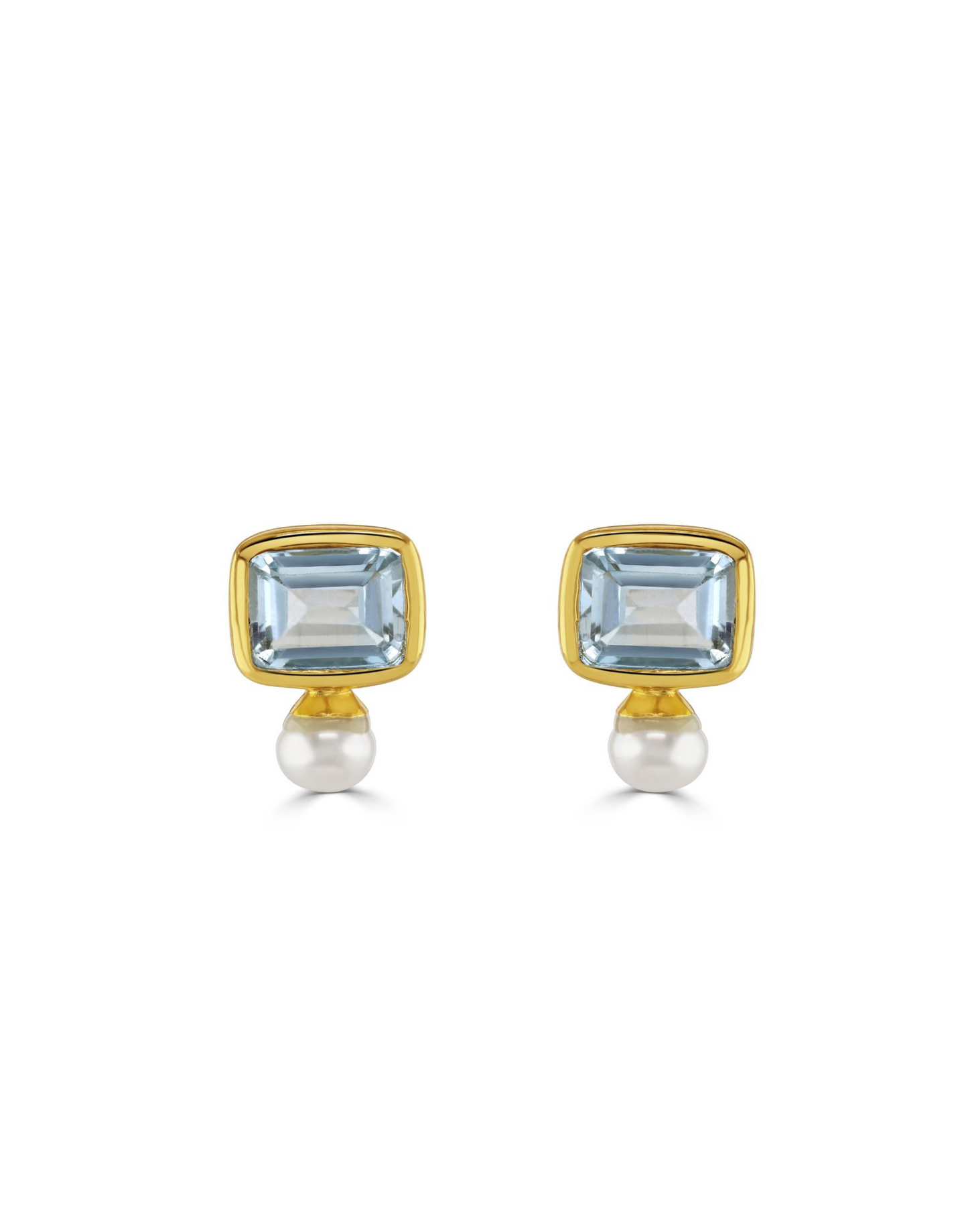 pearl and blue topaz stud earrings
