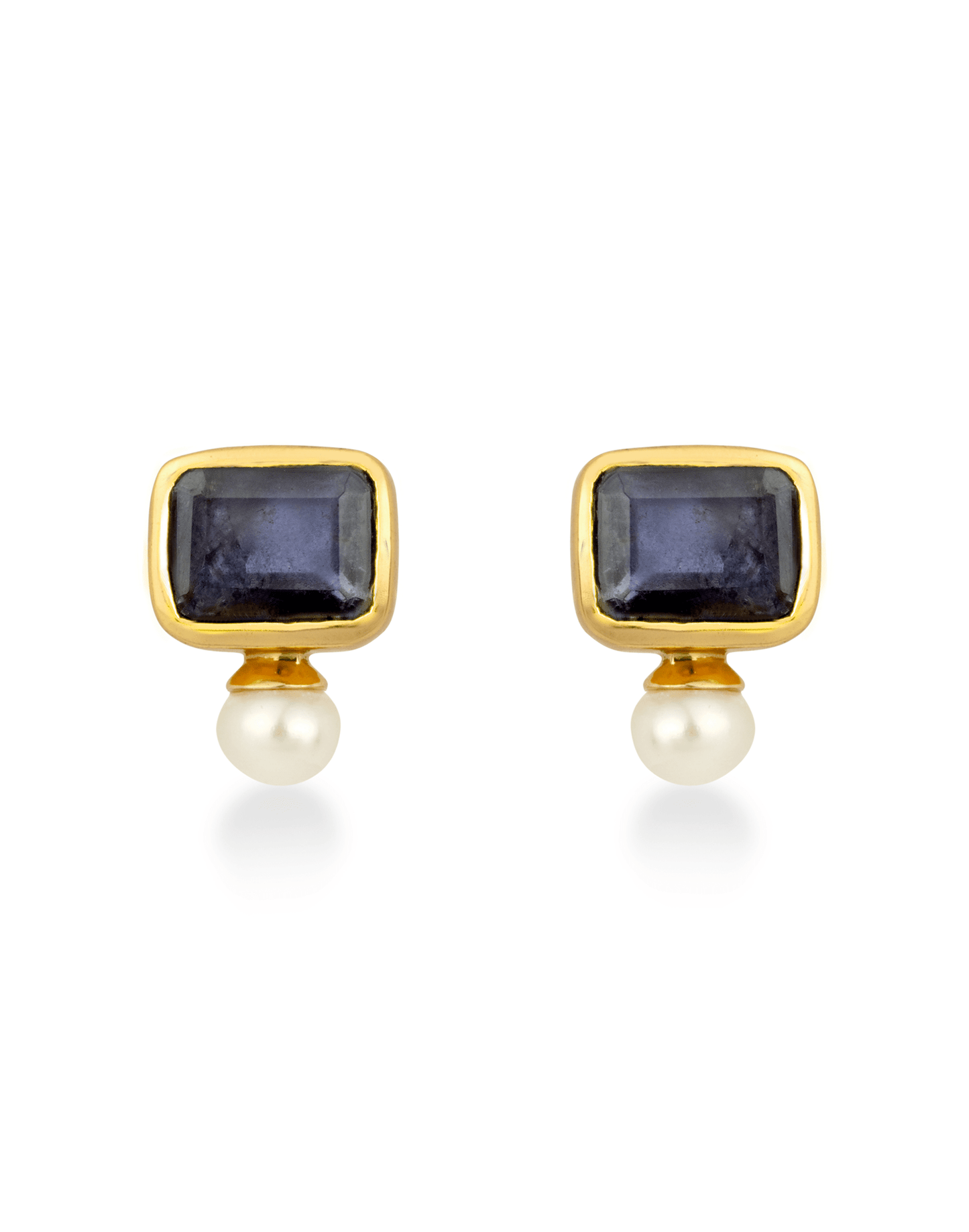 Pearl and Iolite Stud earrings