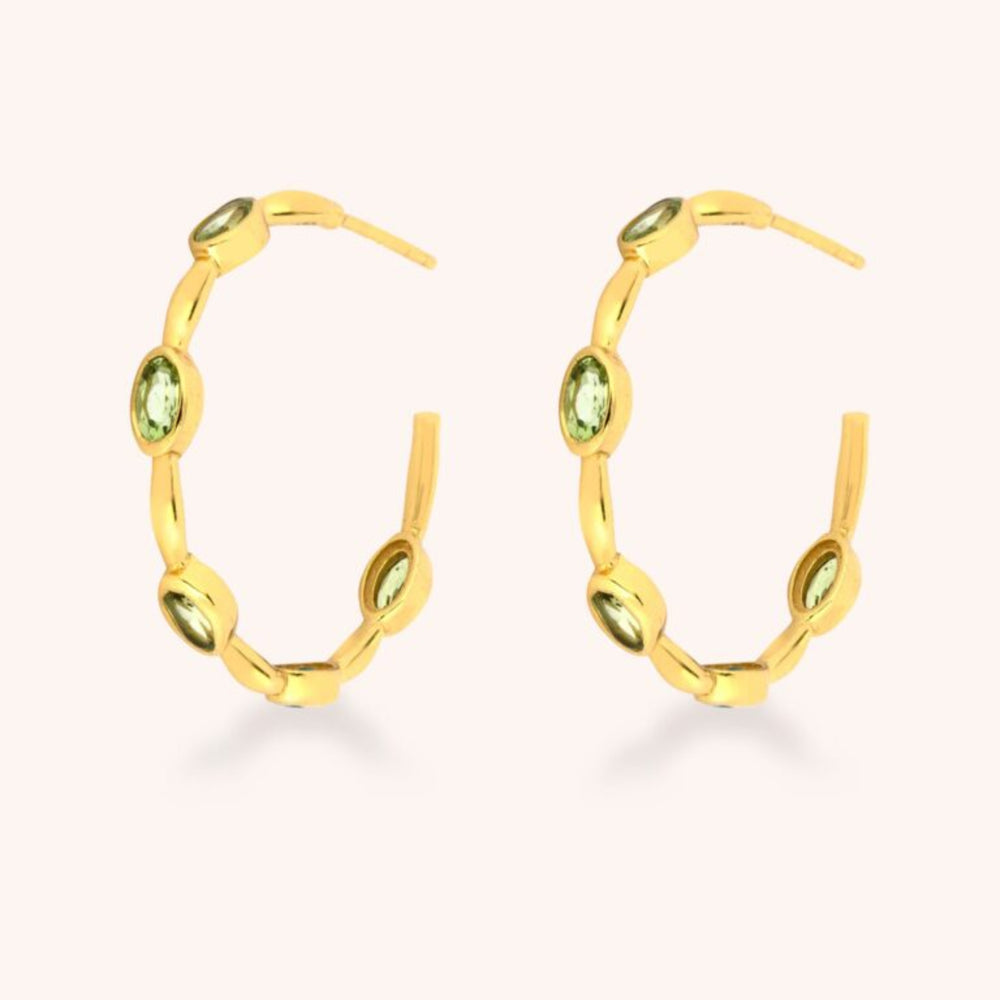 Peridot gold hoop earrings