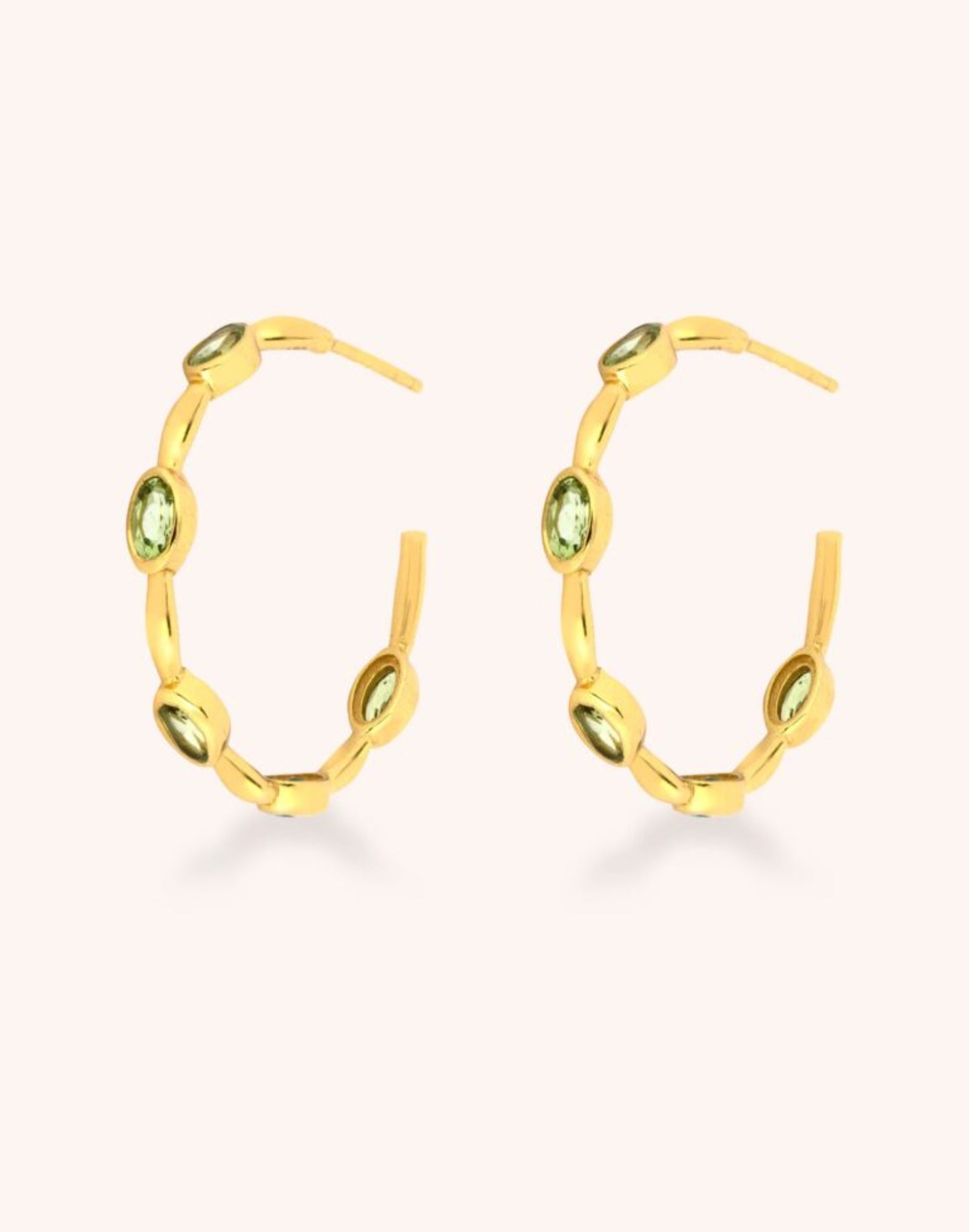 Peridot gold hoop earrings