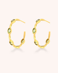Peridot gold hoop earrings