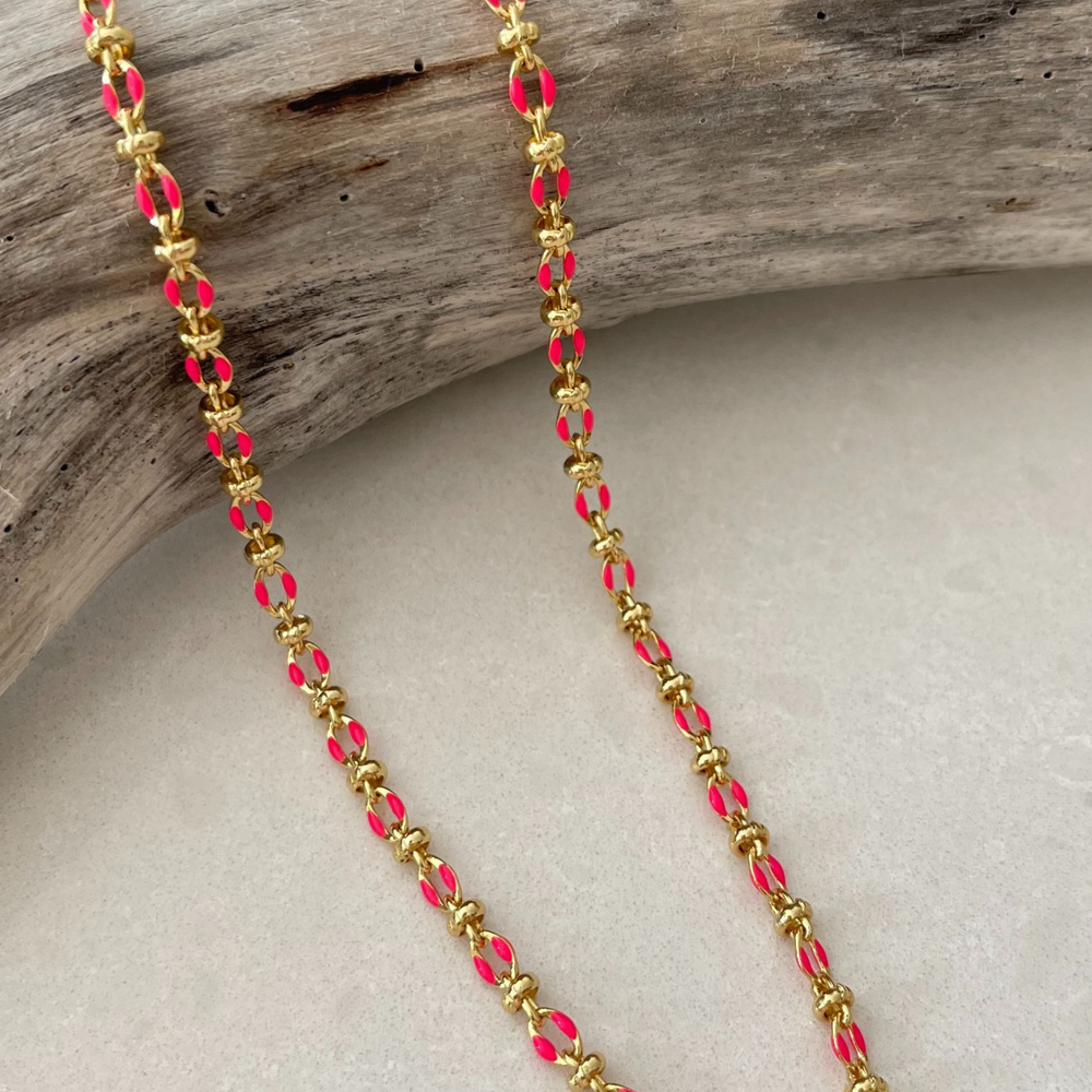 Pink enamel necklace