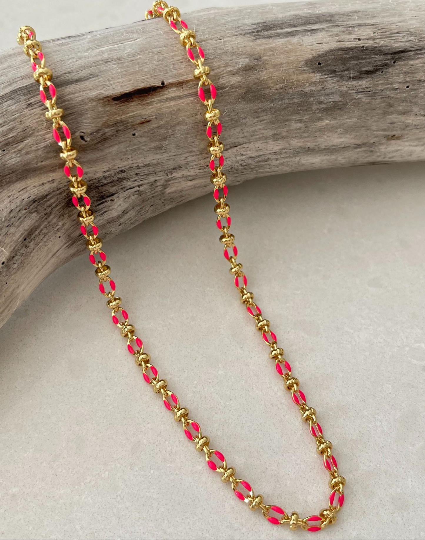 Pink enamel necklace