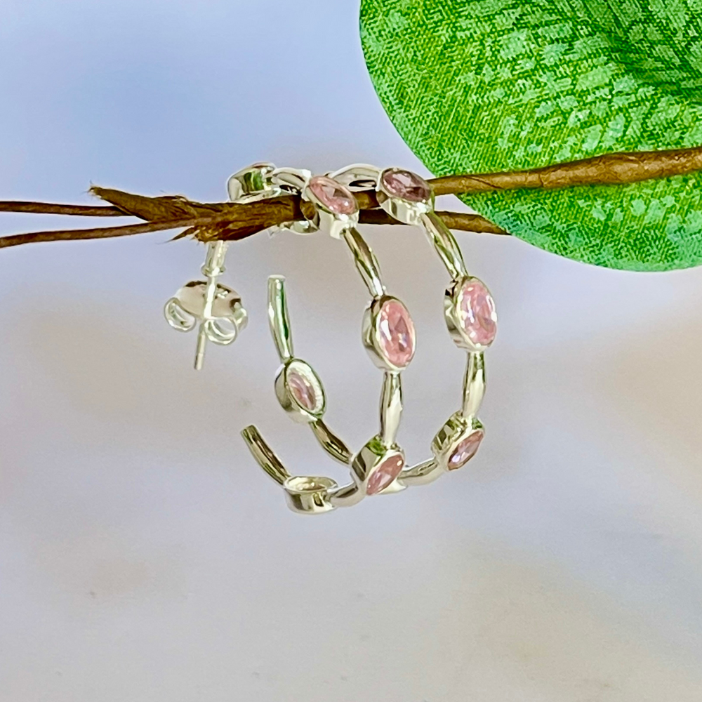 pink and silver hoops