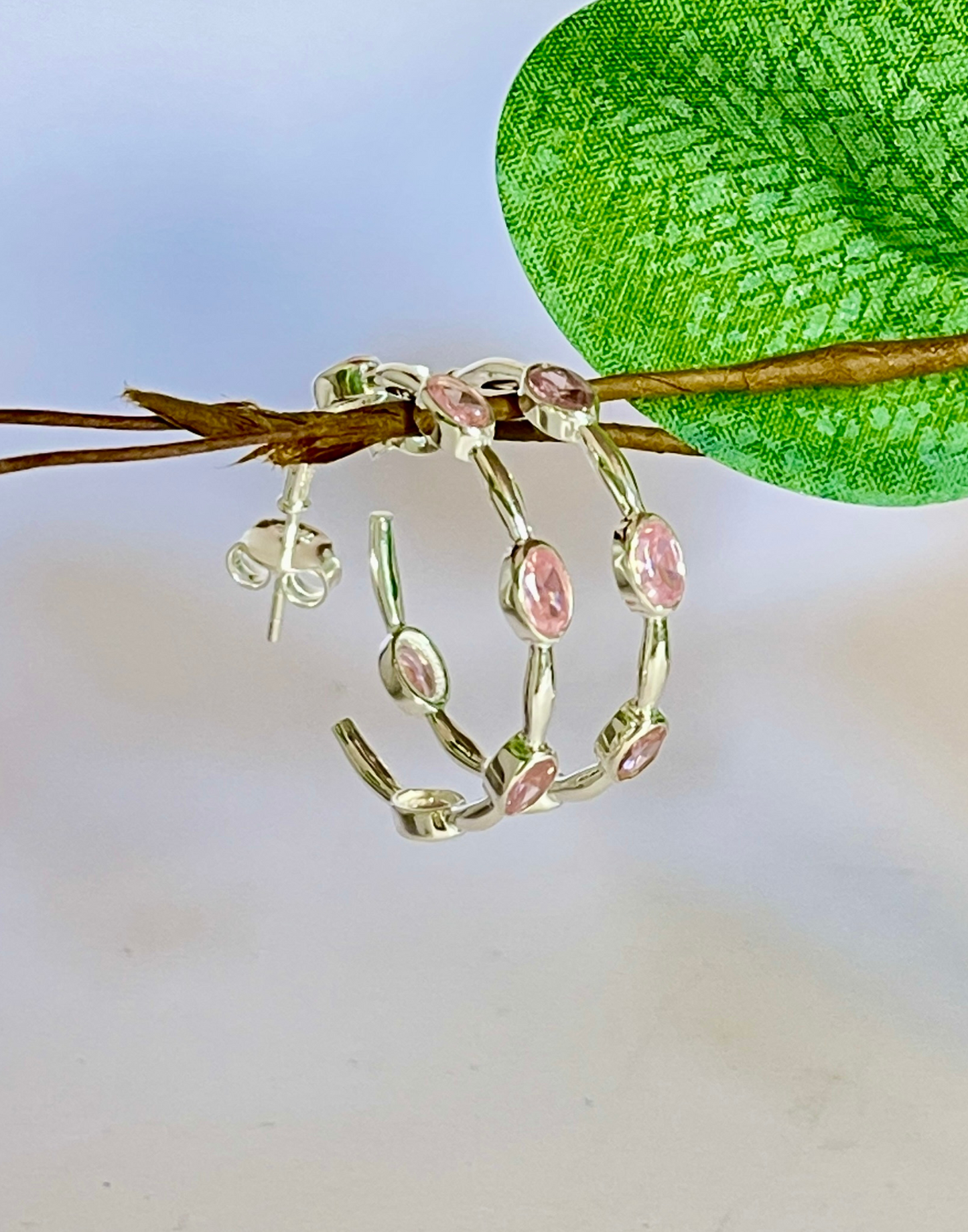 pink and silver hoops