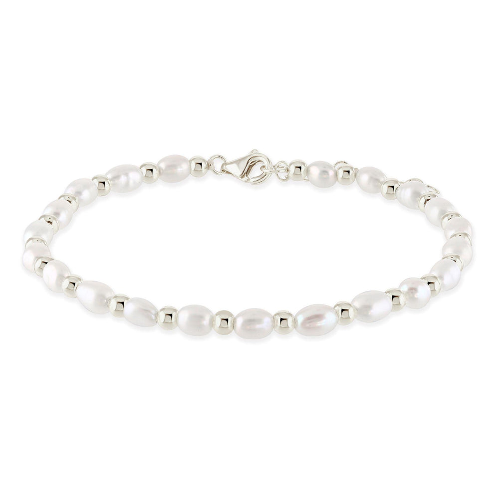 Sadie Pearl and Silver Bracelet on white background