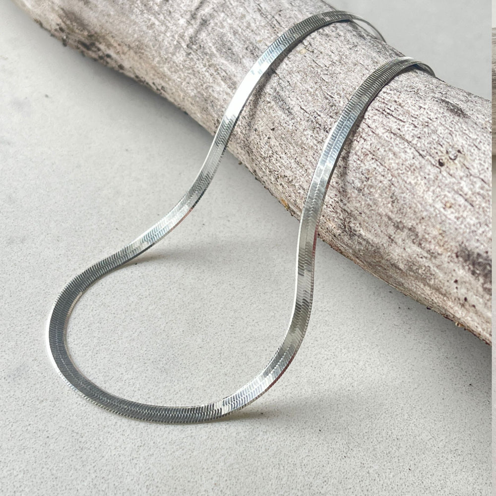 silver herringbone necklace