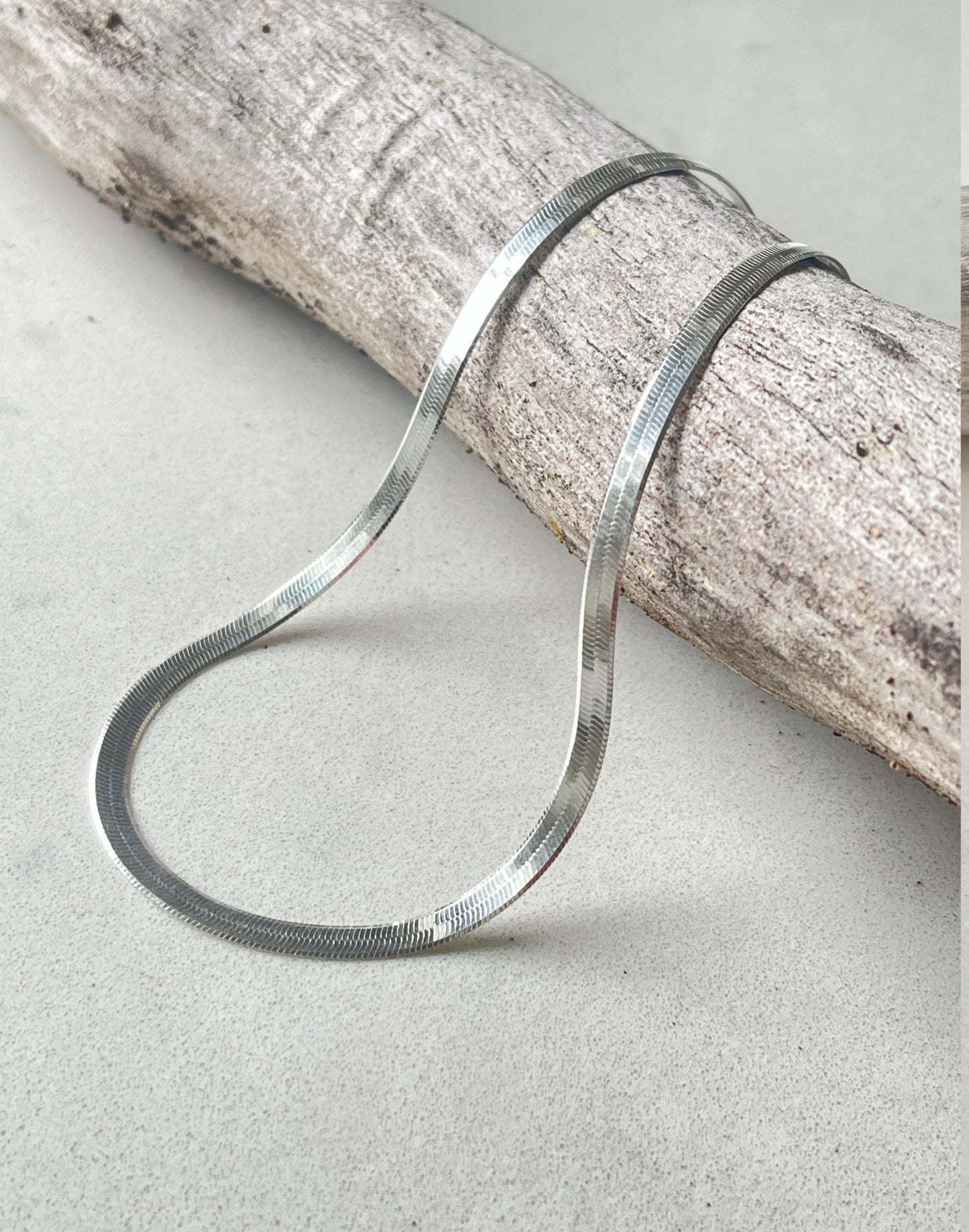 silver herringbone necklace