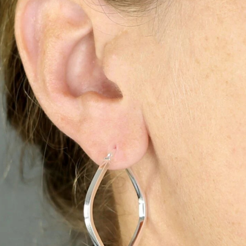 Silver square hoop earrings