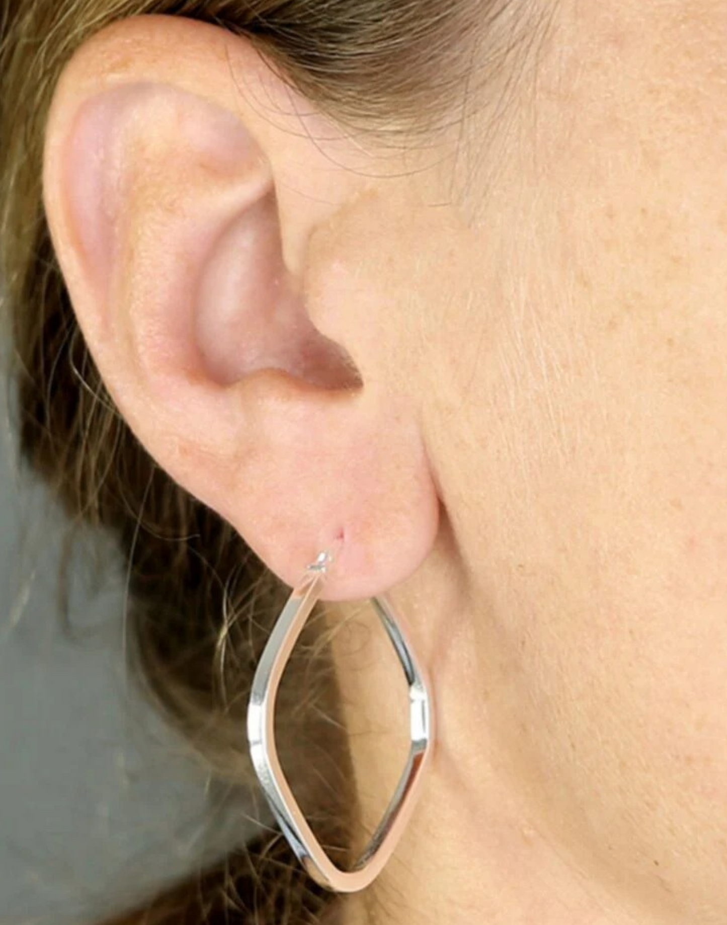 Silver square hoop earrings