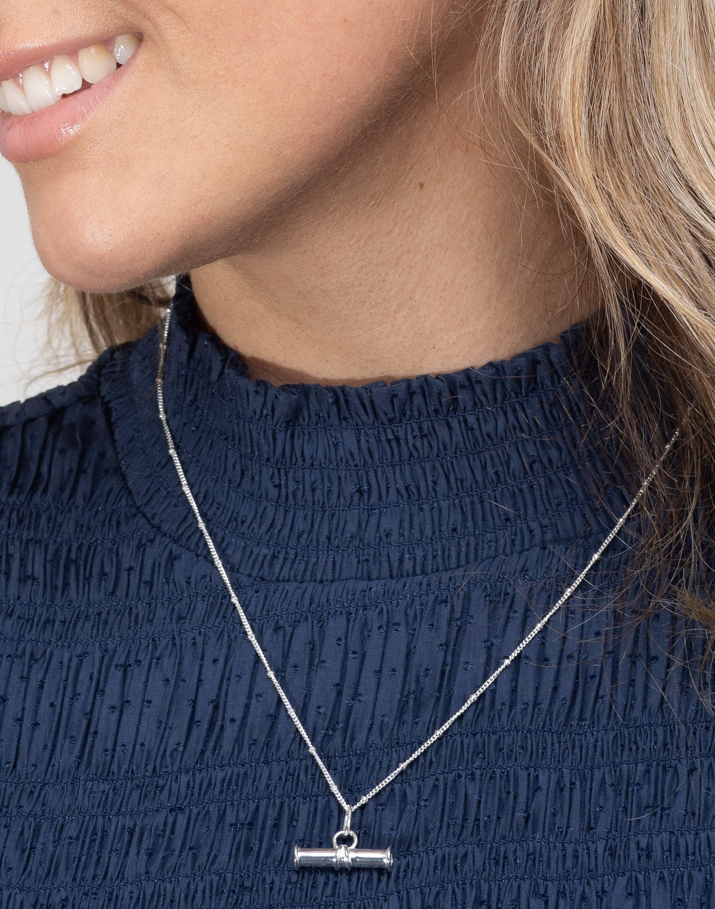 Silver T bar necklace