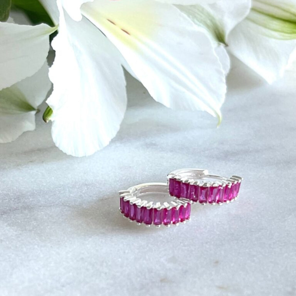 Silver and Hot Pink Holiday Huggies
