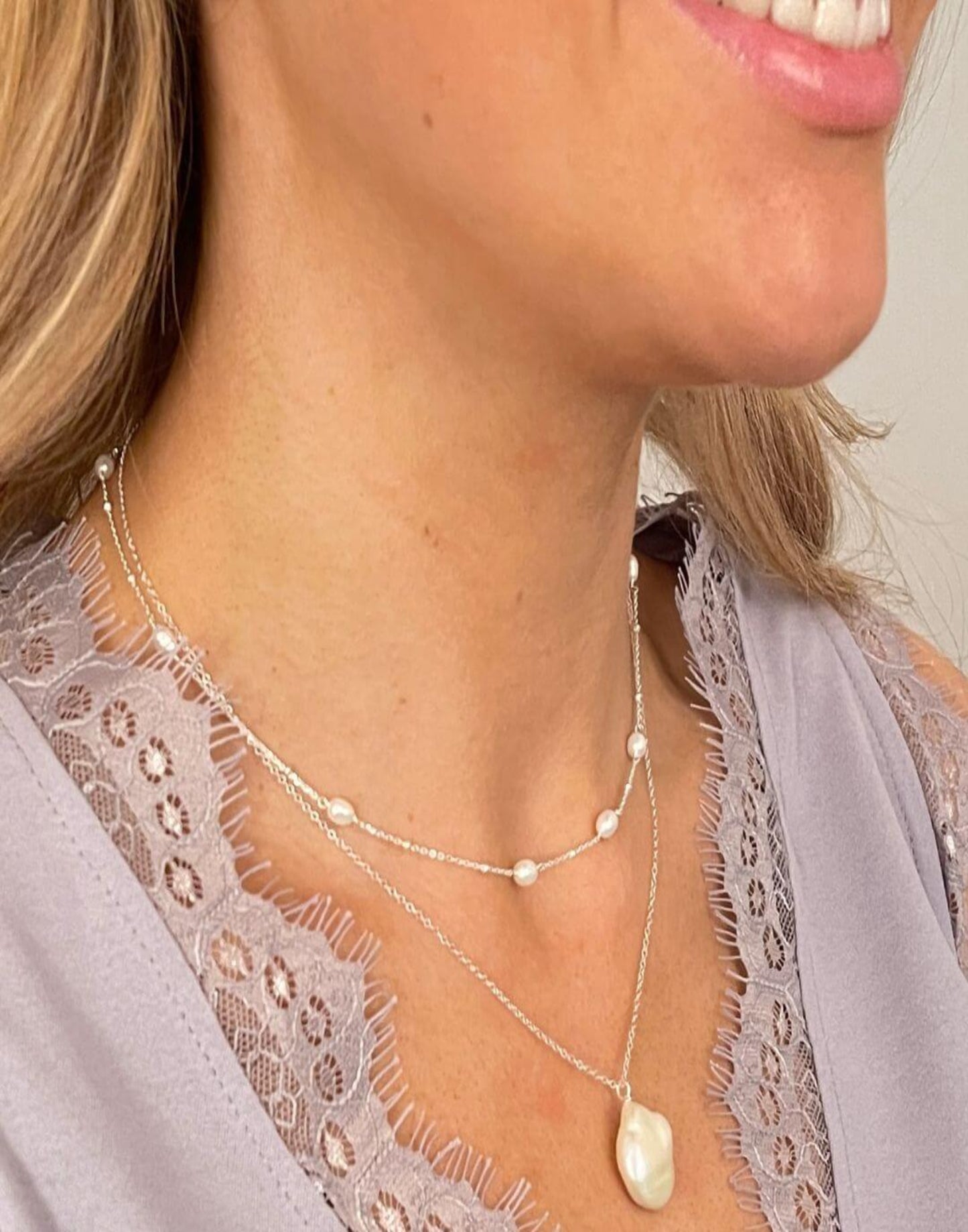 silver and pearl layering set